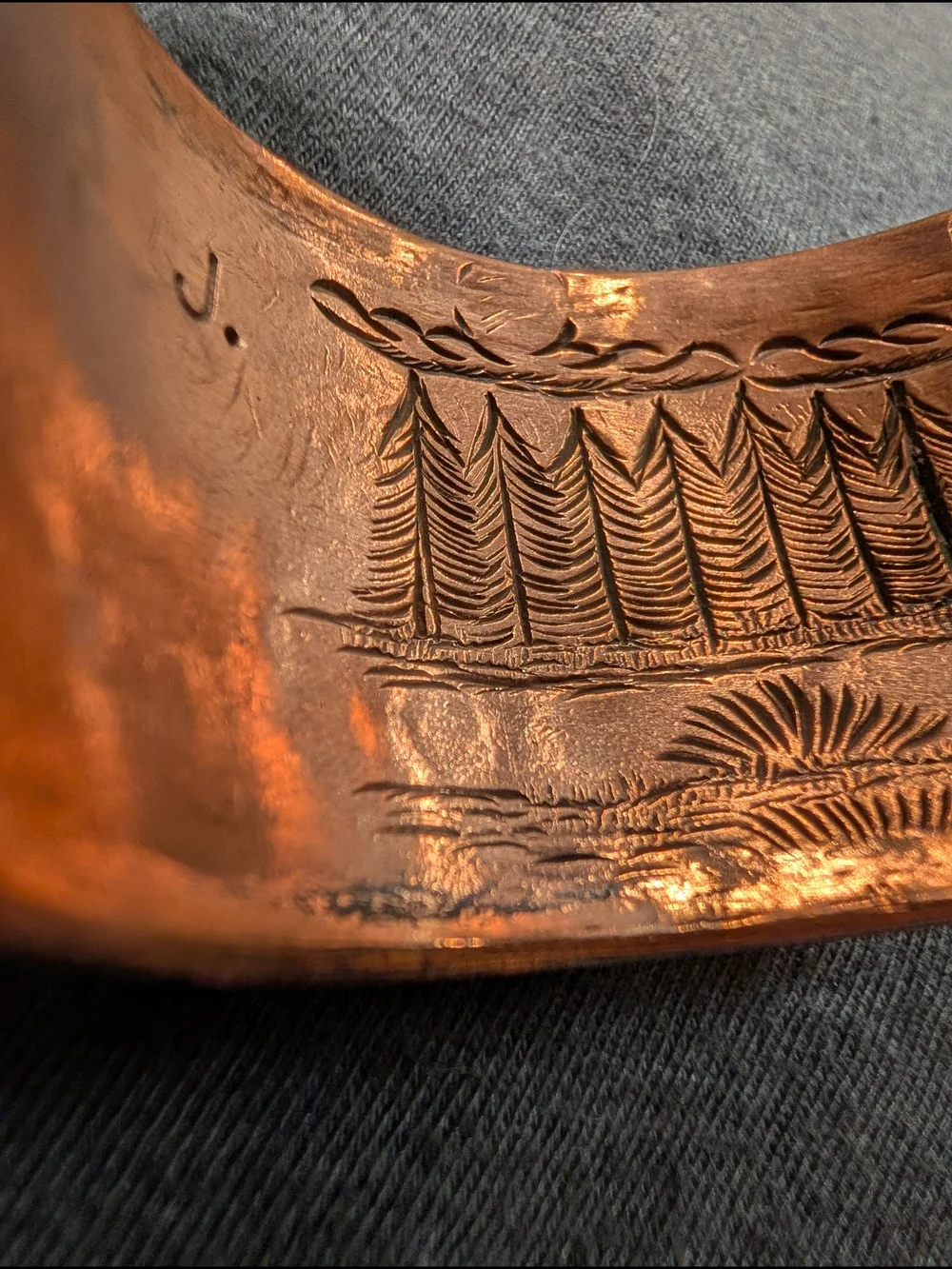Men's Copper Horse Story Teller Cuff Bracelet - Navajo Made
